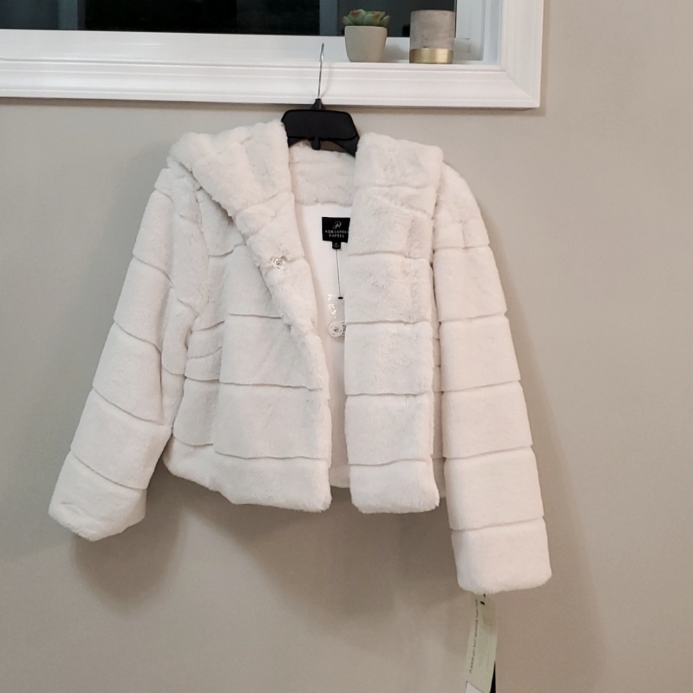 Adrianna Papell Hooded Fur Jacket - NWT! Size XL
